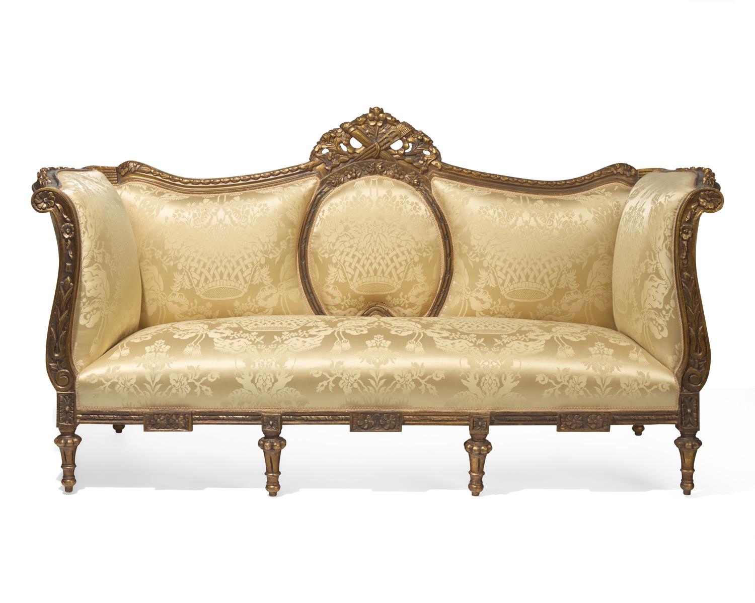 A French Empire style giltwood canapé, 20th century