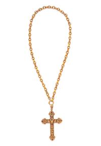 Victorian, Enamel and Seed Pearl Cross Pendant/Necklace