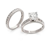 A Platinum and Diamond Ring Set,