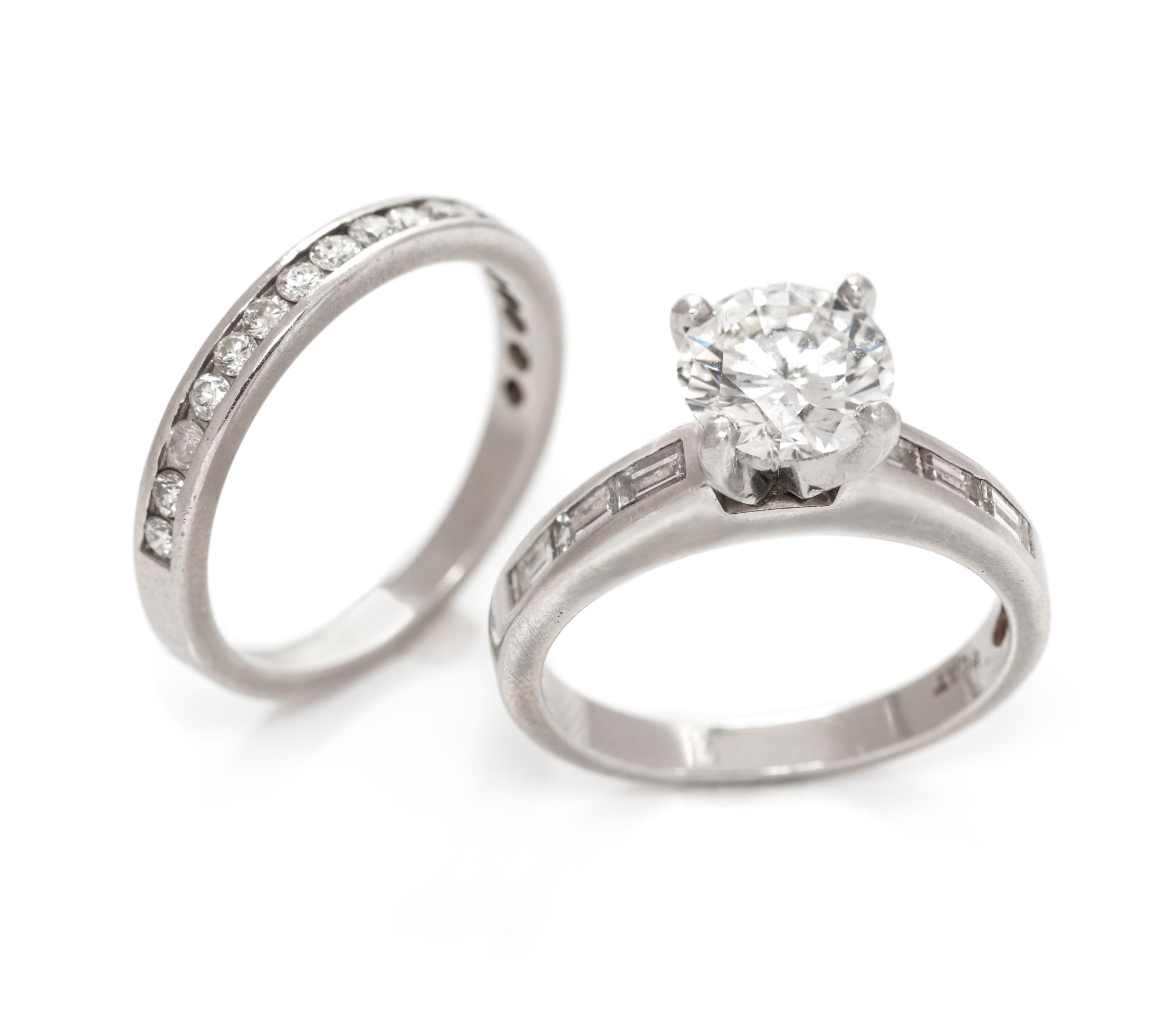 A Platinum and Diamond Ring Set,