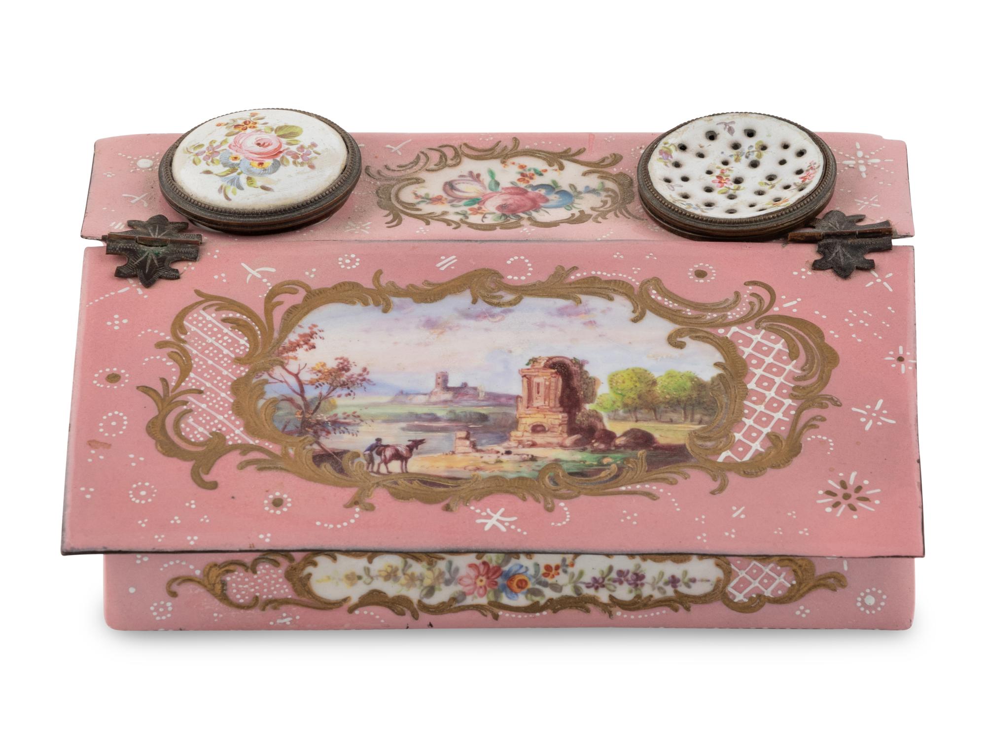 A Staffordshire Enamel Standish