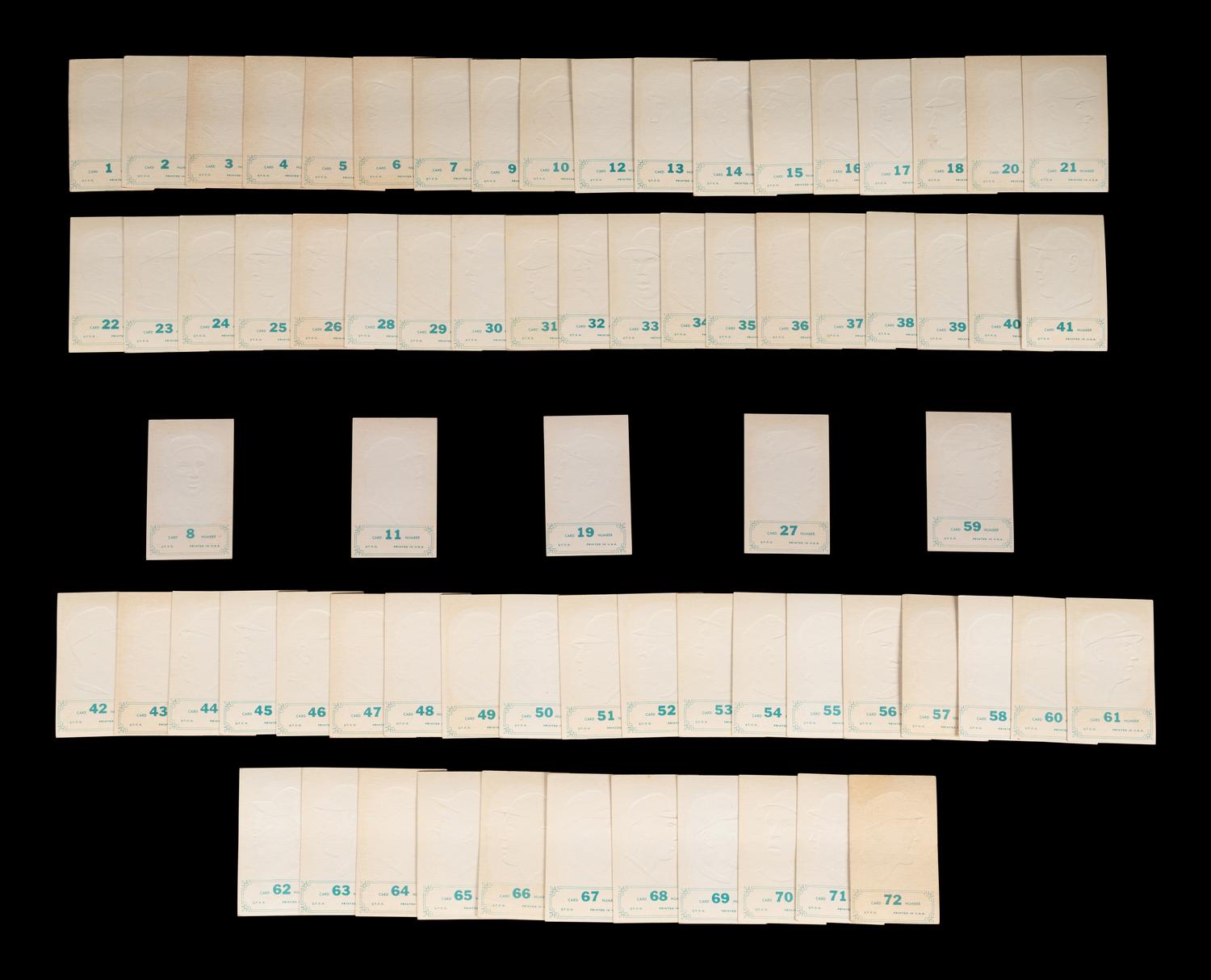 A Complete Set of 1965 Topps Embossed Baseball Cards Featuring Multiple Hall of Famers (72/72)
