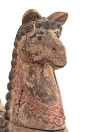 A Pair of Large Balinese Carved and Polychrome Decorated Models of Hippocampi