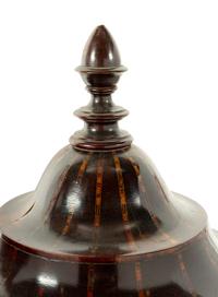A Pair of English Mahogany and Satinwood Cutlery Urns