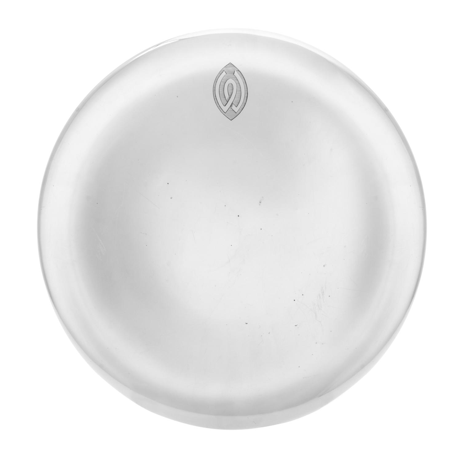 An American Silver Charger, Towle Silversmiths, Newburyport, MA, 20th Century, with engraved W monogram, raised on a circular foot.