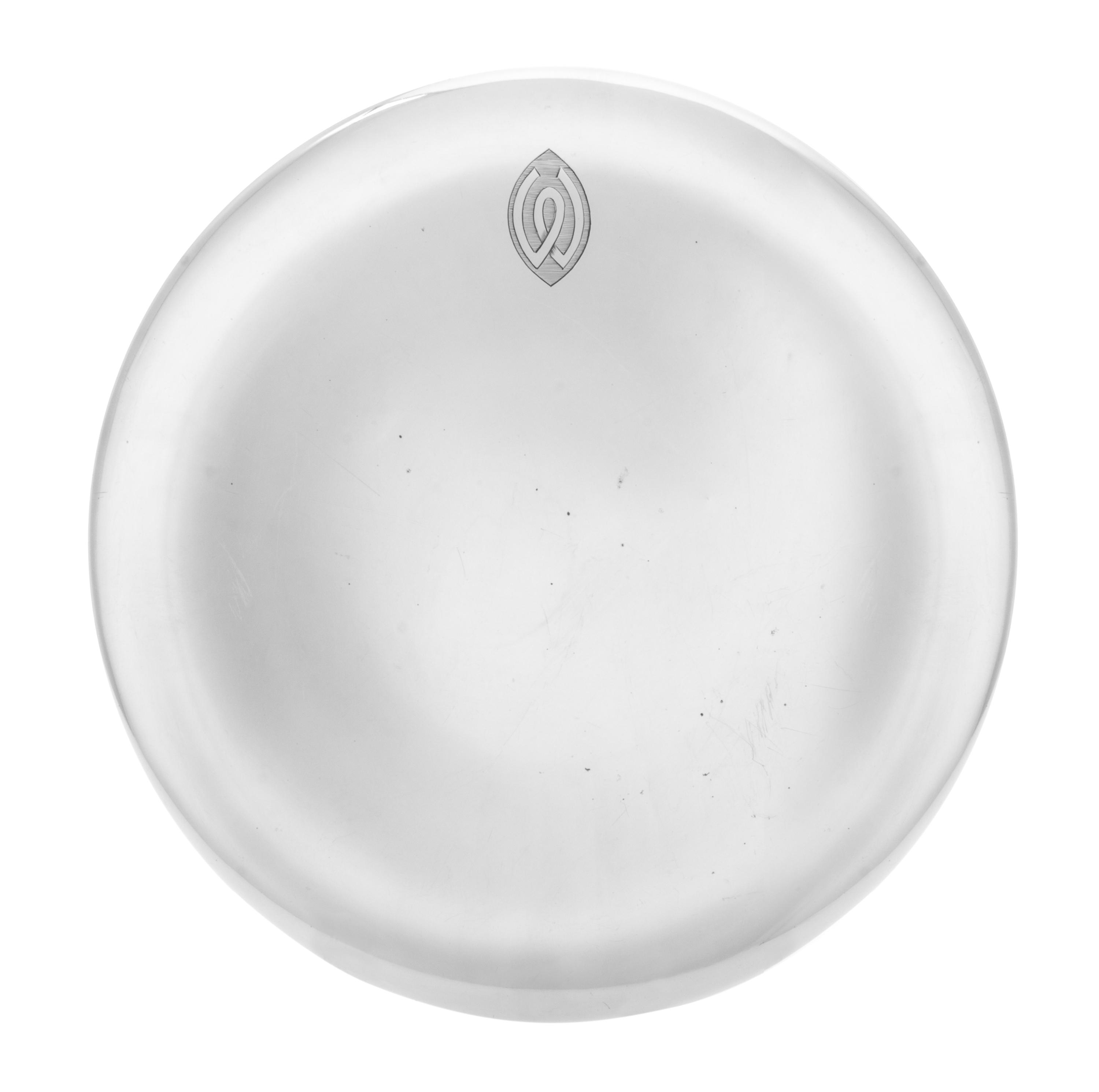 An American Silver Charger, Towle Silversmiths, Newburyport, MA, 20th Century, with engraved W monogram, raised on a circular foot.