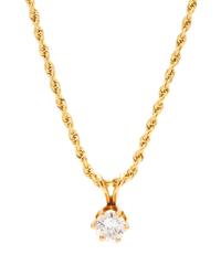 A 14 Karat Yellow Gold and Diamond Pendant/Necklace,