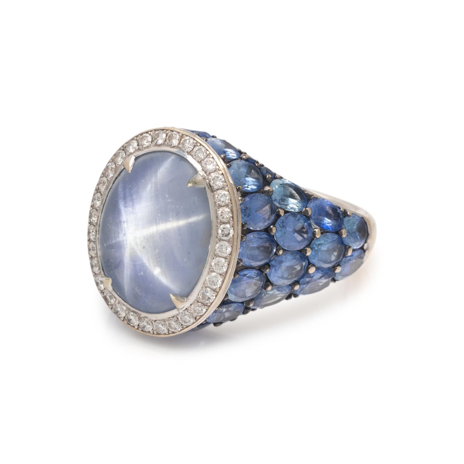 ROBERT PROCOP, STAR SAPPHIRE, SAPPHIRE AND DIAMOND RING