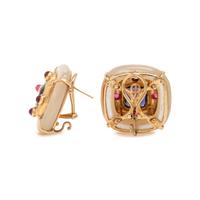 Multigem, Mother-of-Pearl, and Yellow Gold Earrings
