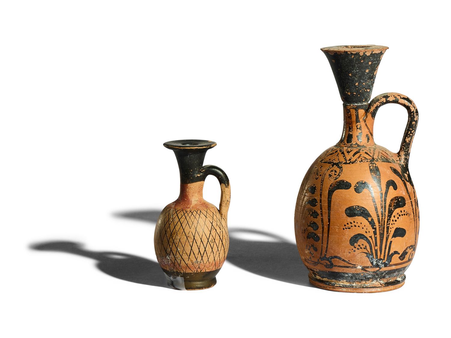 Two Apulian Black-Figured Squat Lekythoi