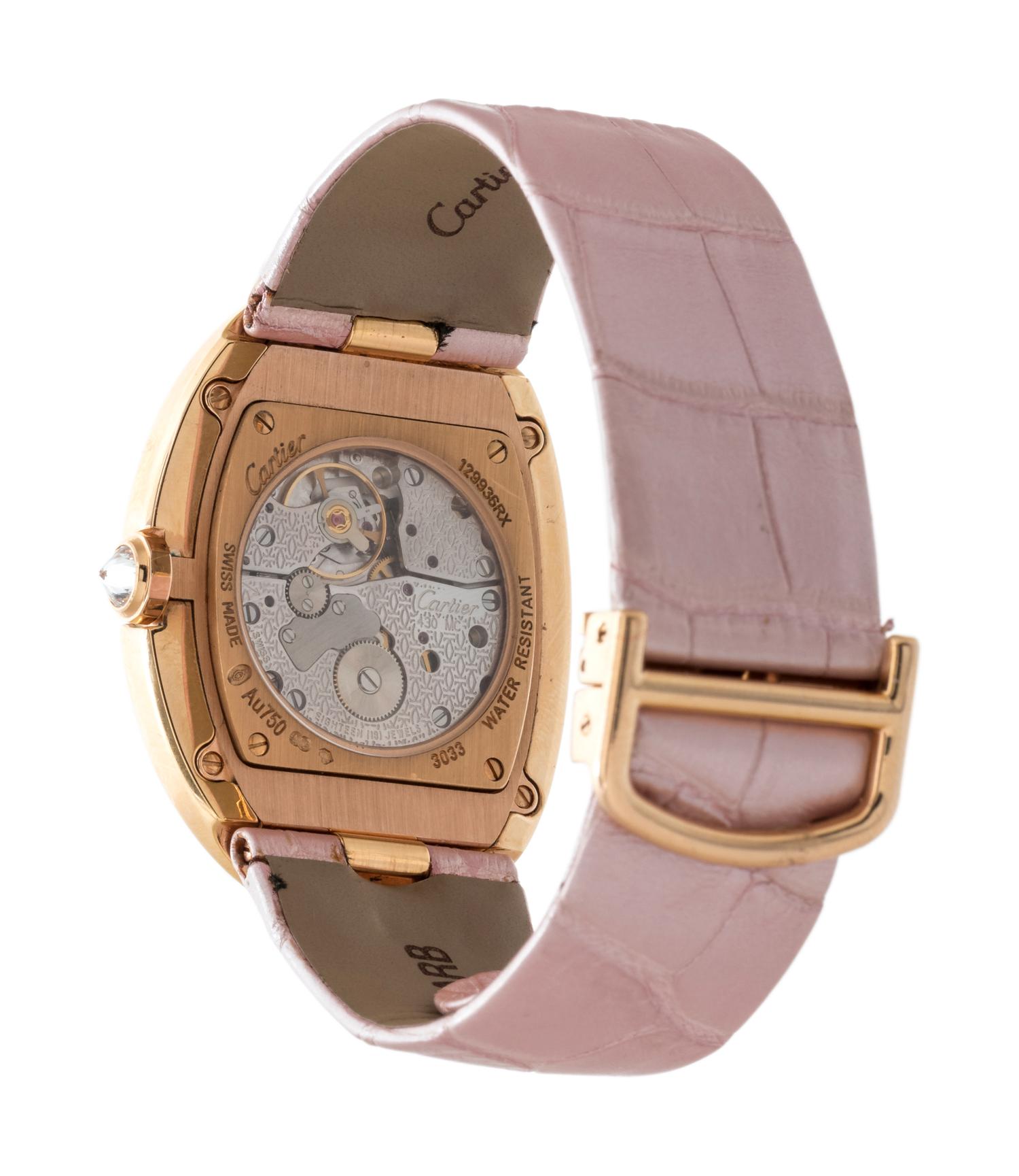 CARTIER, 18K ROSE GOLD AND DIAMOND 'BAIGNOIRE' WRISTWATCH