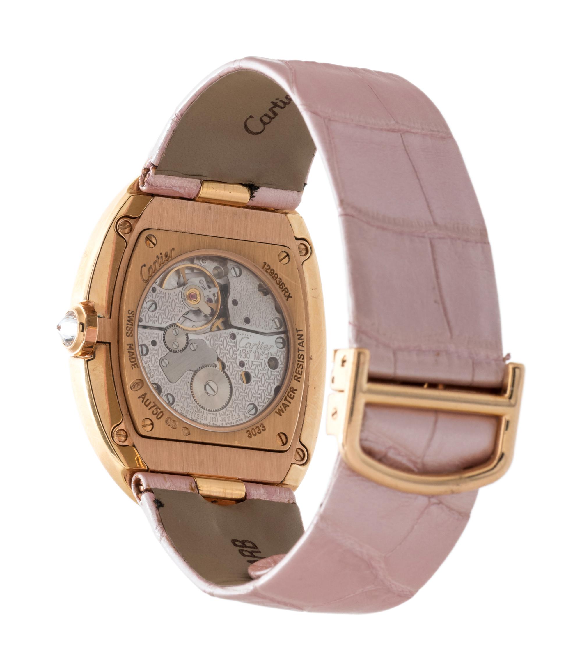 CARTIER, 18K ROSE GOLD AND DIAMOND 'BAIGNOIRE' WRISTWATCH