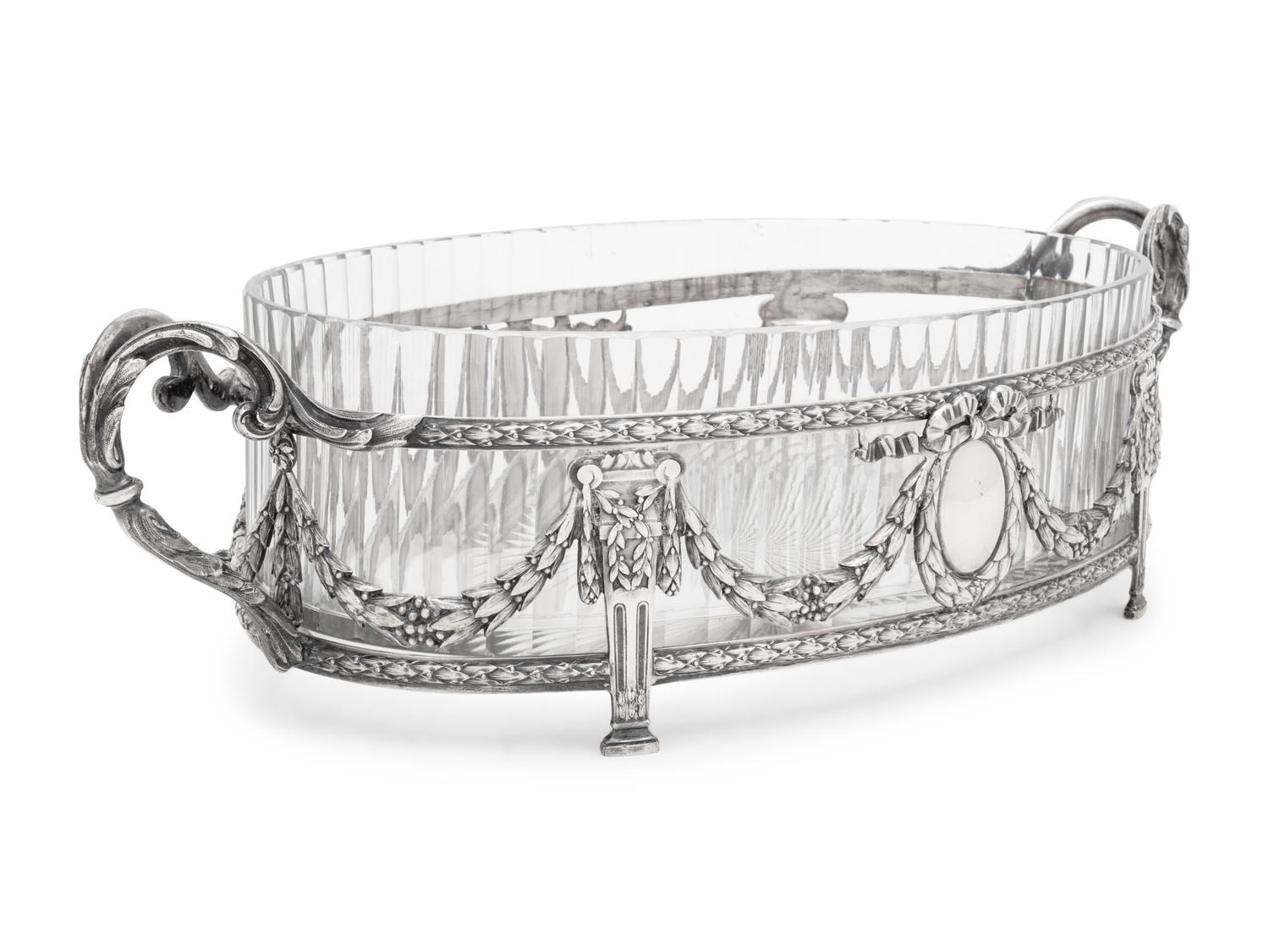 A French Silver-Plate and Cut Glass Center Bowl