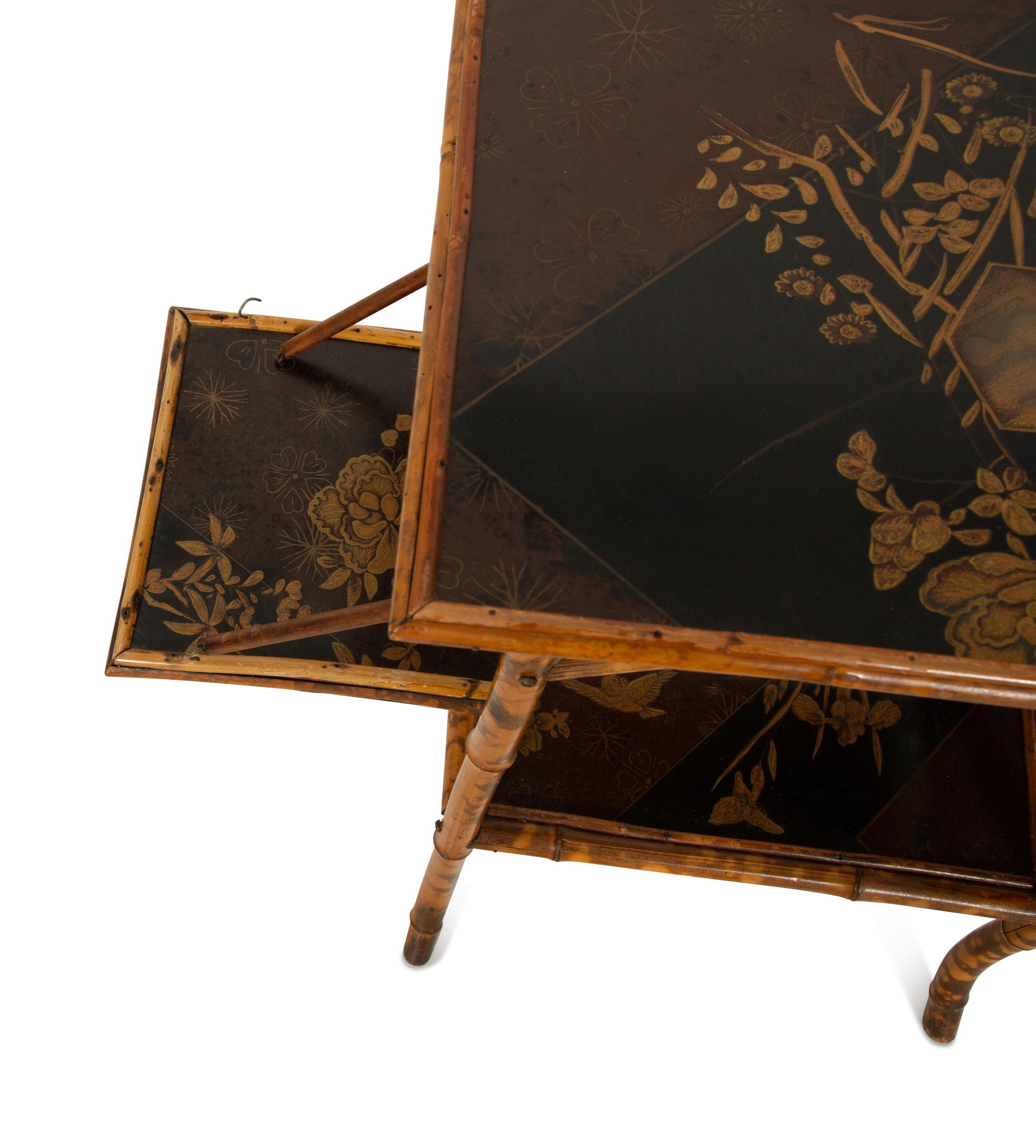 A Victorian Chinoiserie Lacquer and Bamboo Table