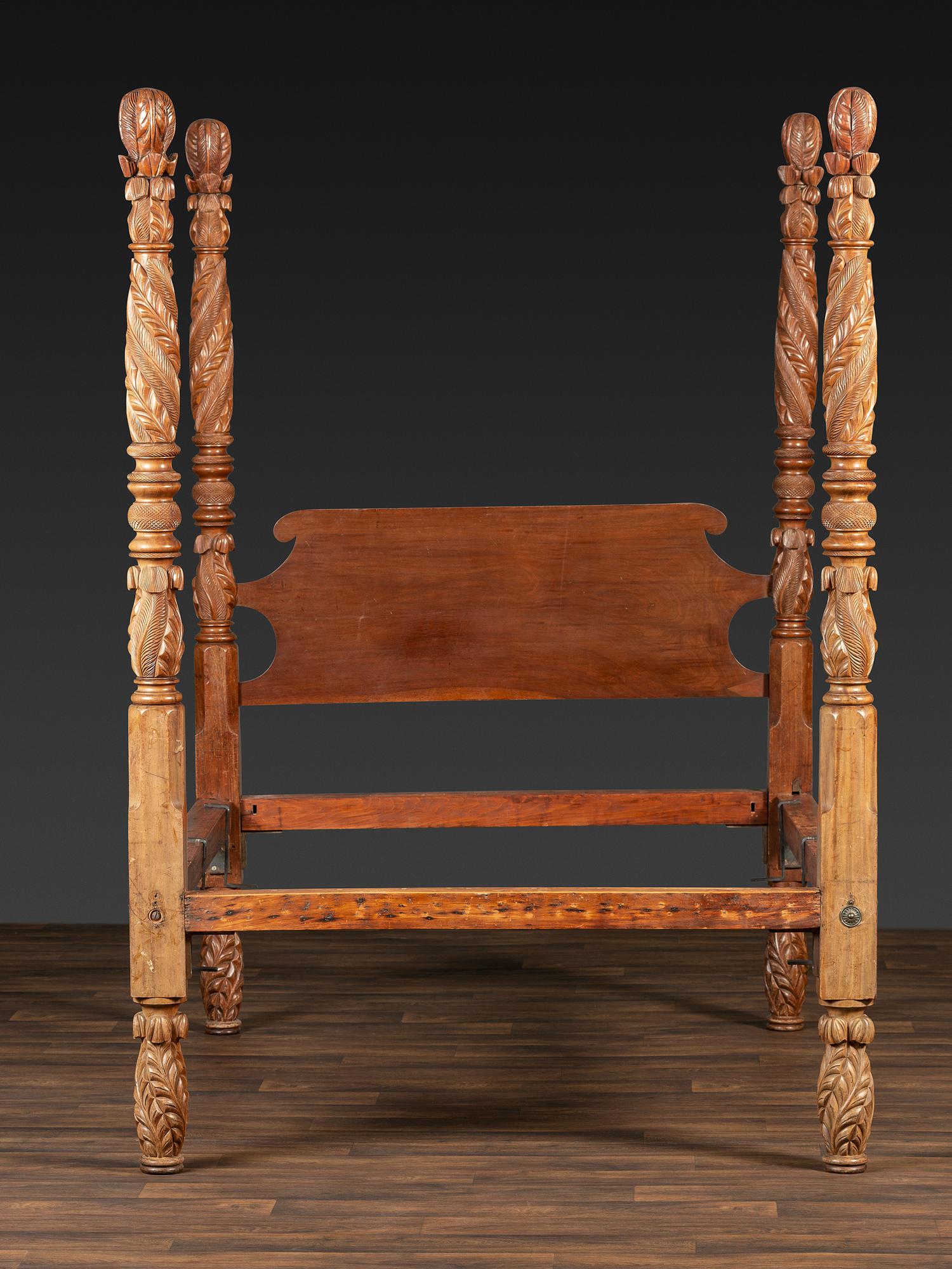 A Classical Carved Mahogany Four-Post Tester Bed