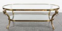 A Neoclassical Brass and Glass Low Table Height 16 x width 48 x depth 26 inches. — SECOND HALF 20TH CENTURY
