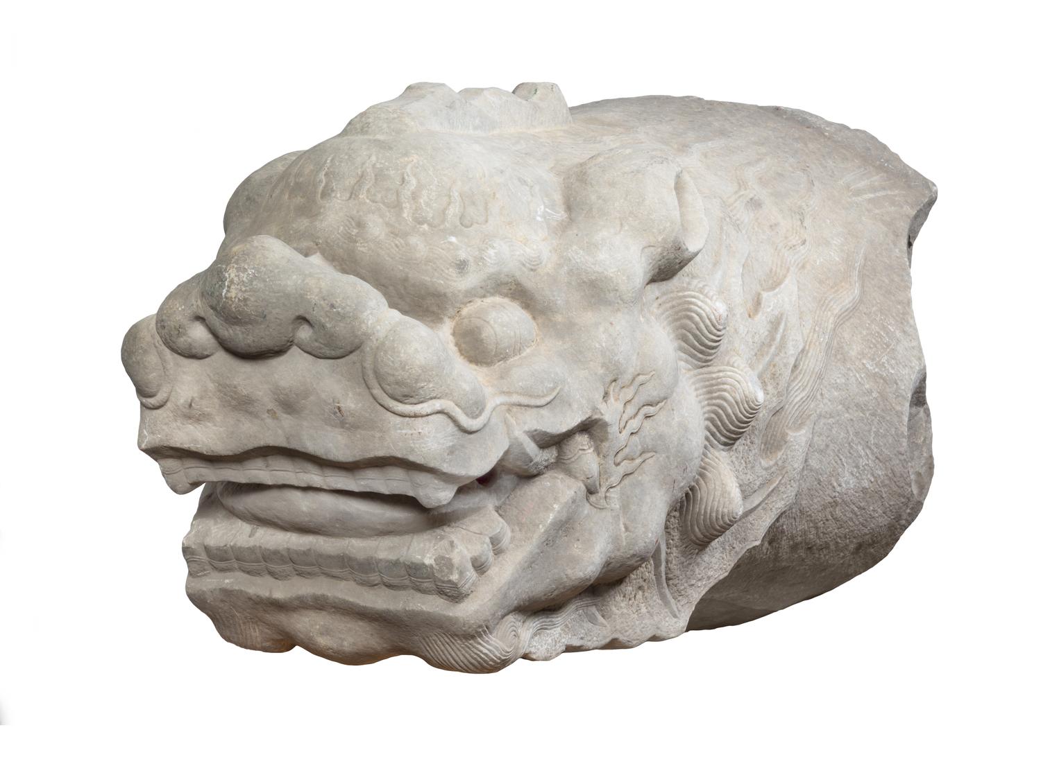 A Pair of Monumental, Rare and Important Chinese Imperial Stone Dragon Spouts QIANLONG PERIOD Overall length approximately 48 inches. — QIANLONG PERIOD