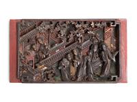 Ten Chinese Carved Wood Panels