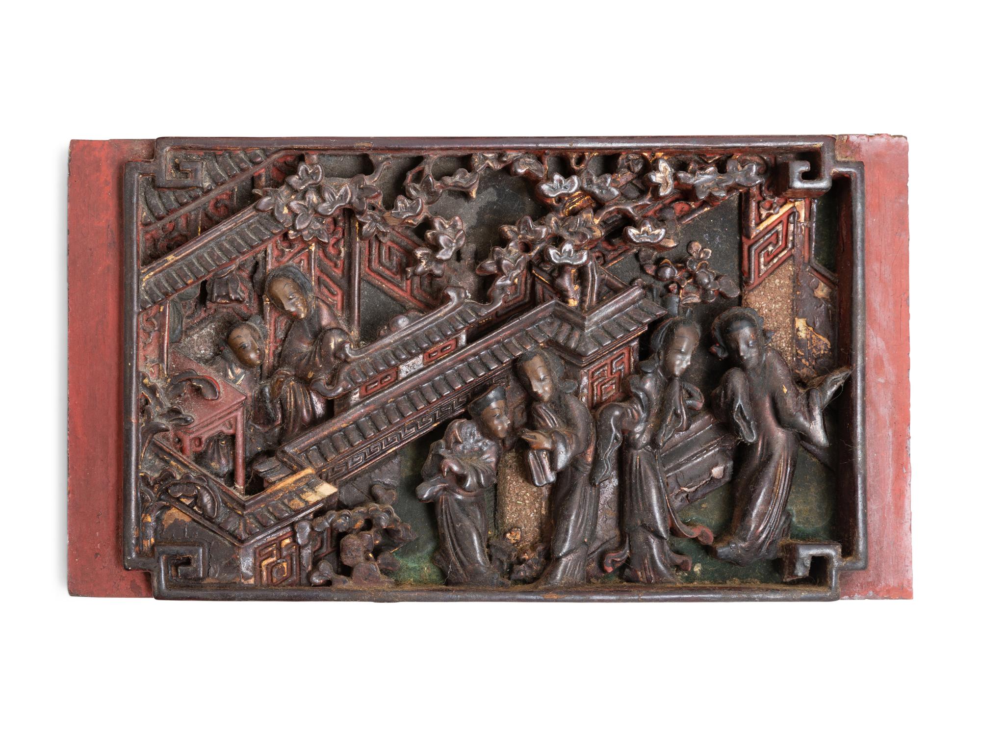 Ten Chinese Carved Wood Panels
