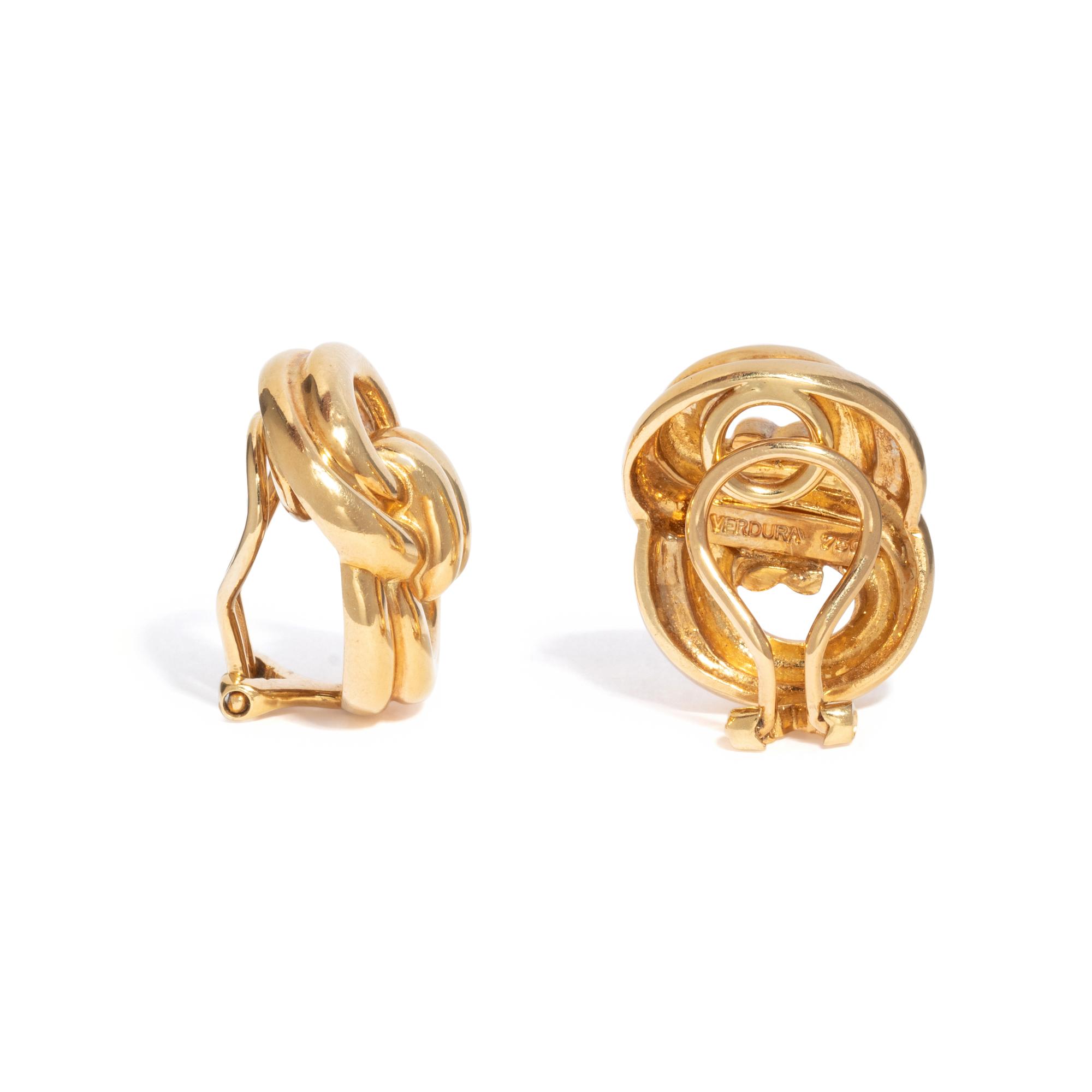 VERDURA, YELLOW GOLD CLIP EARRINGS