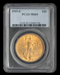 A United States 1915-S St. Gaudens $20 Gold Coin