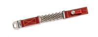 A Gianni Versace Red Leather Pocket Chain, 9.5" x 1".
