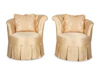 A Pair of Silk-Upholstered Asymmetrical Chairs — 20th Century