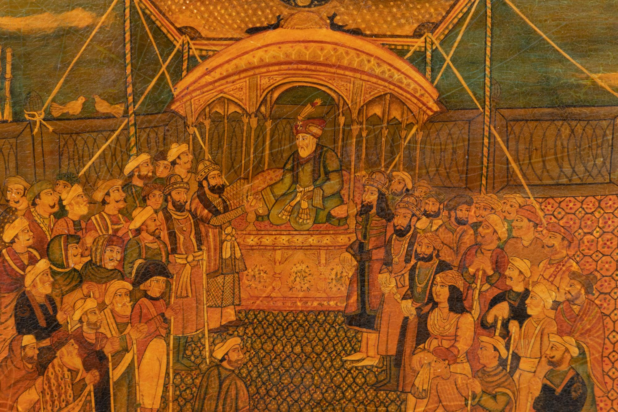 A Large Qajar Lacquer Panel