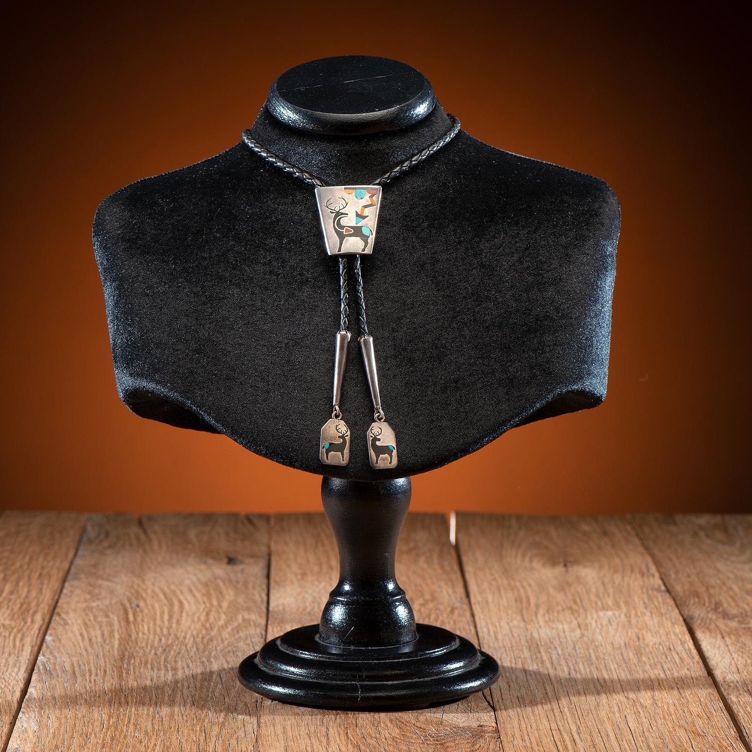 Zuni Silver and Mosaic Inlay Bolo Tie