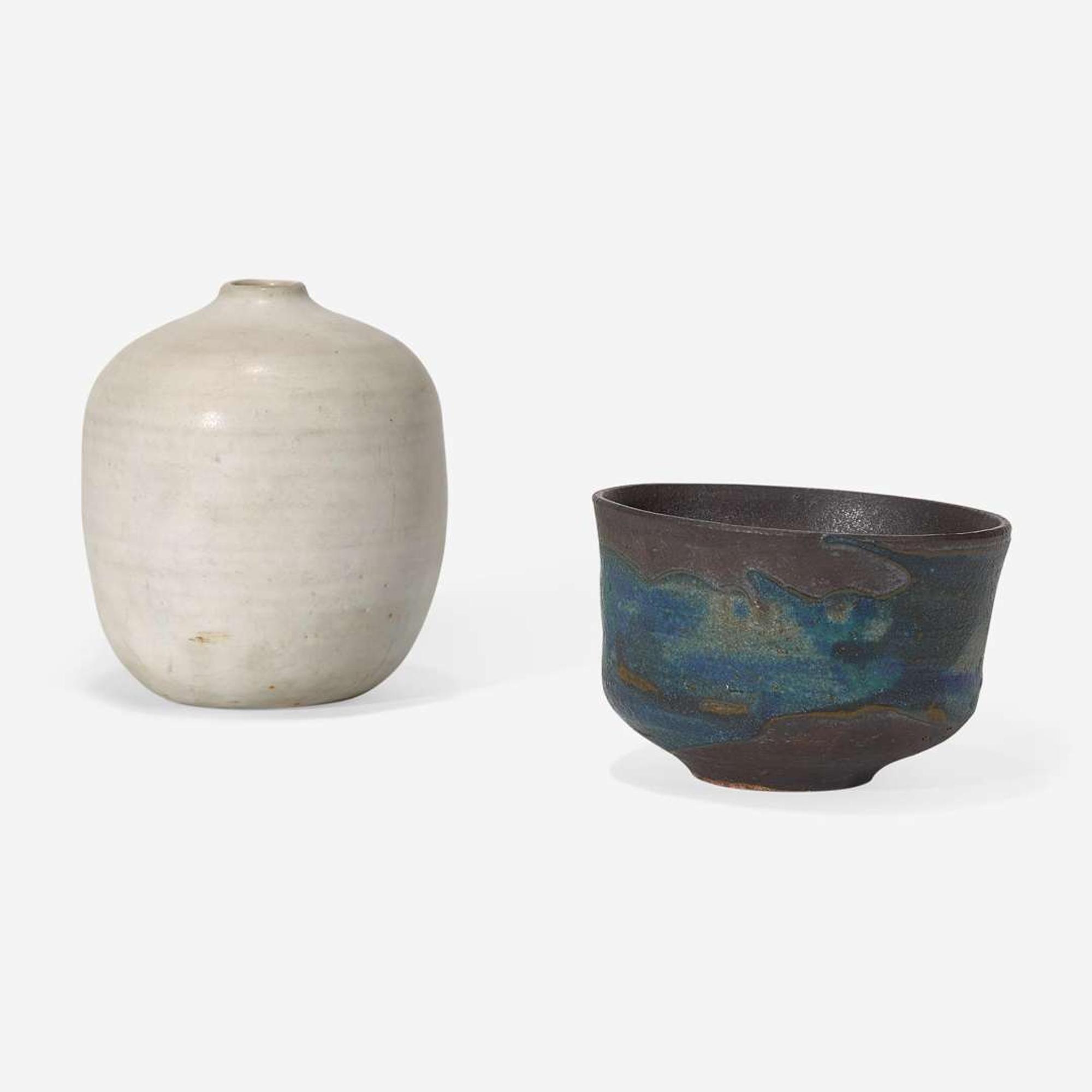 Toshiko Takaezu (American, 1922-2011) A Vase and Bowl, USA, circa 1980s