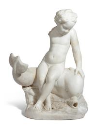 A Roman Marble Eros Riding a Dolphin