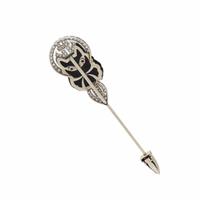 FRENCH, ART DECO, ONYX AND DIAMOND CAT STICK PIN
