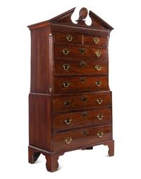 A George III Shell-Carved Mahogany Chest-on-Chest