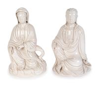 Two Chinese Blanc de Chine Porcelain Figures of Guanyin — 20TH CENTURY