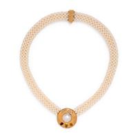 YELLOW GOLD, CULTURED PEARL AND MULTIGEM NECKLACE