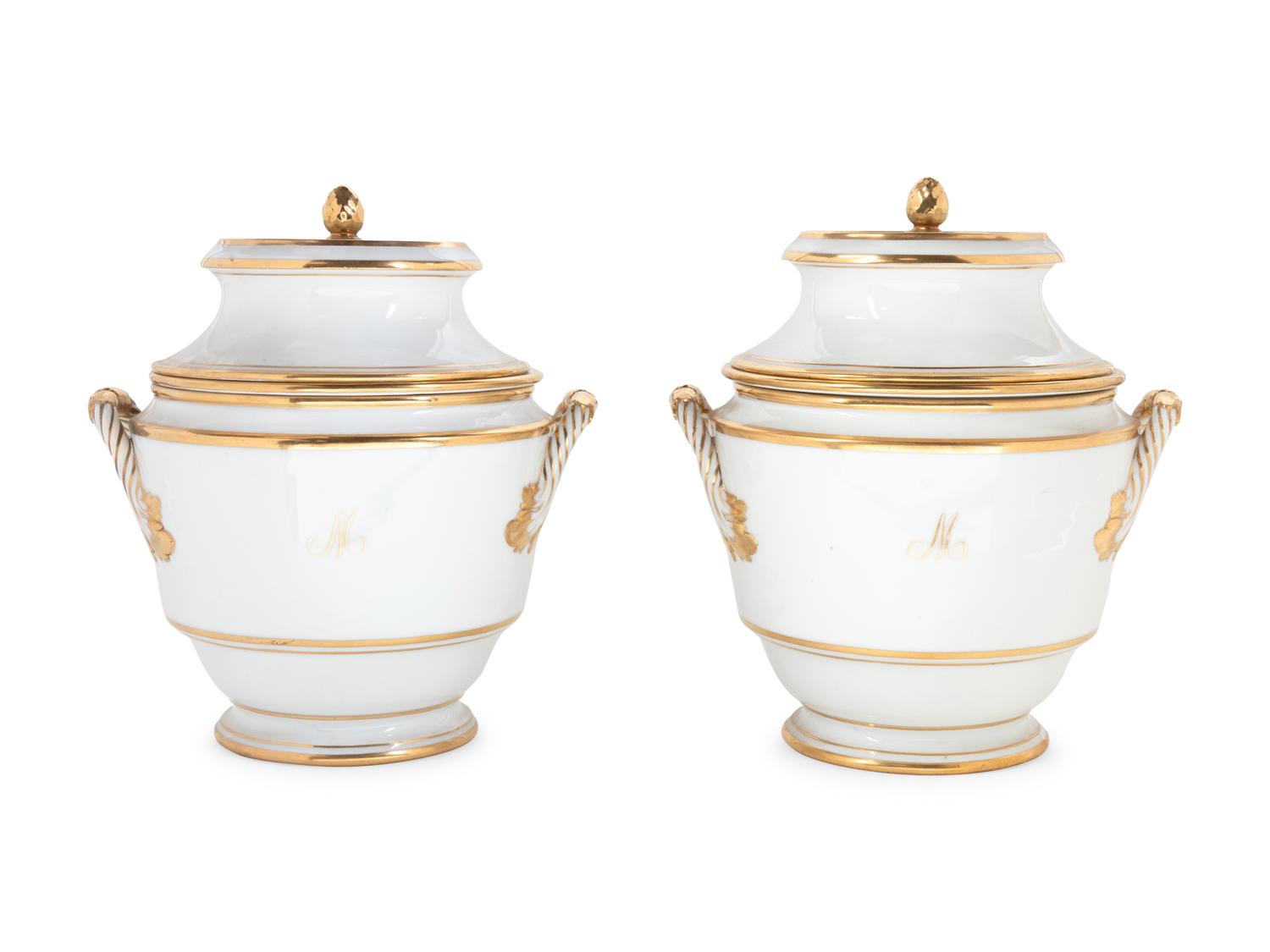 A Pair of Paris Porcelain Covered Fruit Coolers