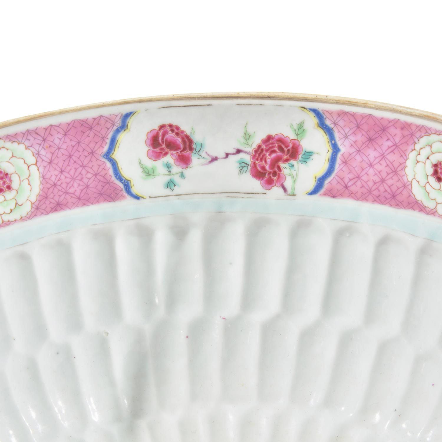 A Chinese Export Porcelain Pink Lotus Punch Bowl