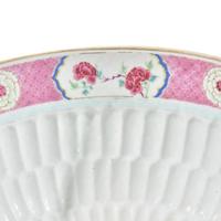 A Chinese Export Porcelain Pink Lotus Punch Bowl