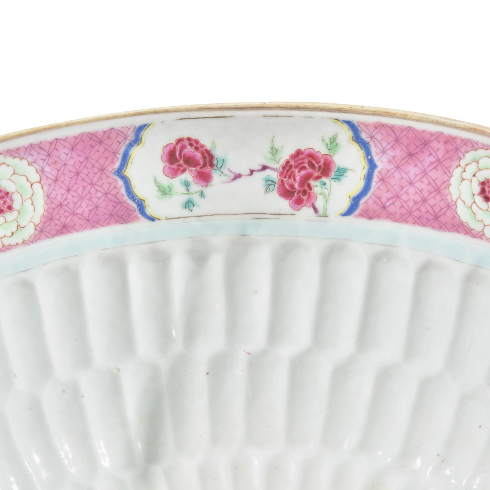 A Chinese Export Porcelain Pink Lotus Punch Bowl
