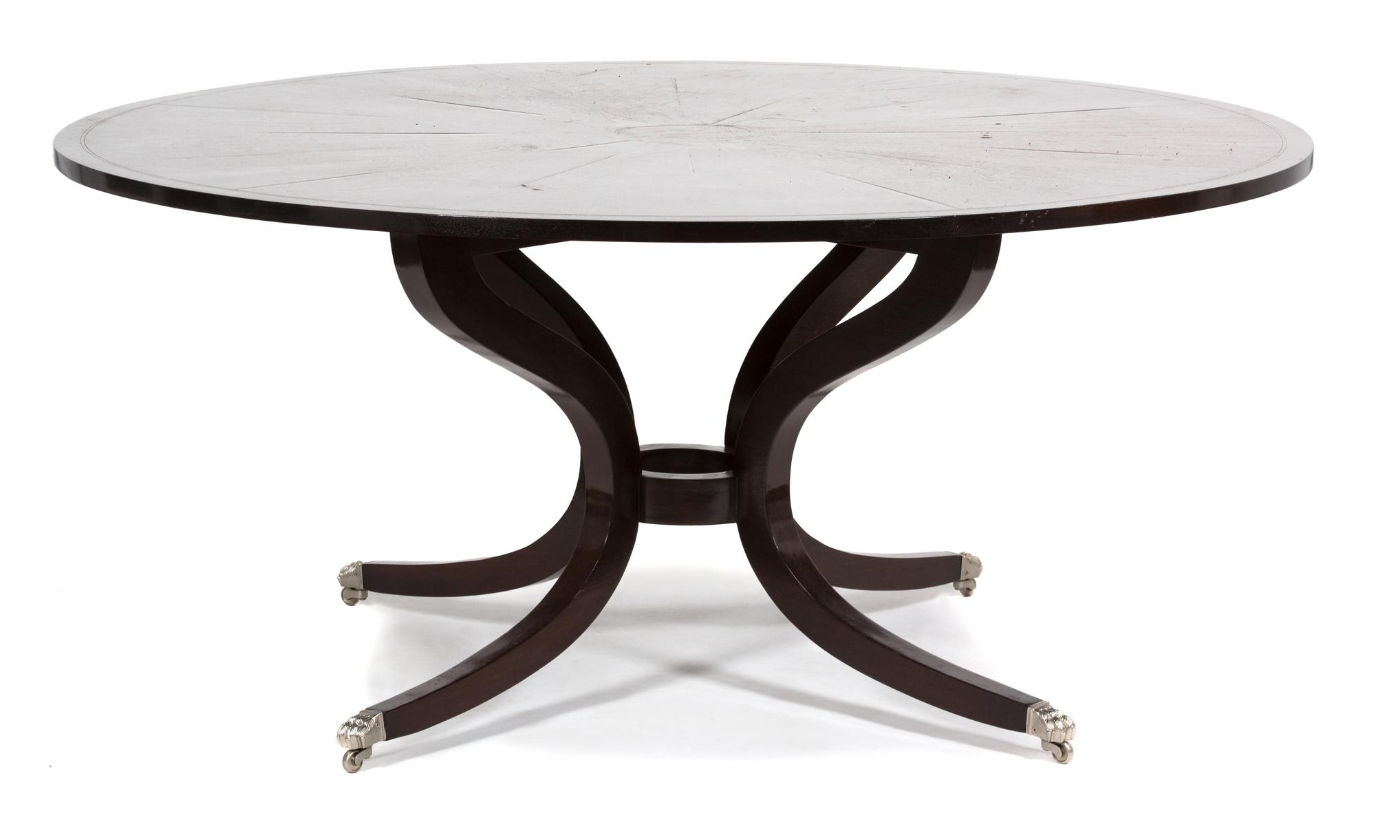 A Dessin Fournir Co. Sutcliffe Center Table Height 29 1/2 x diameter 65 inches. — 20TH CENTURY