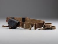 [CIVIL WAR]. Model 1851 cavalry sabre belt by W. Kinsey retaining shoulder strap and equipped with Model 1851 enlisted sword belt plate, maker marked cartridge box, and maker marked cap pouch.