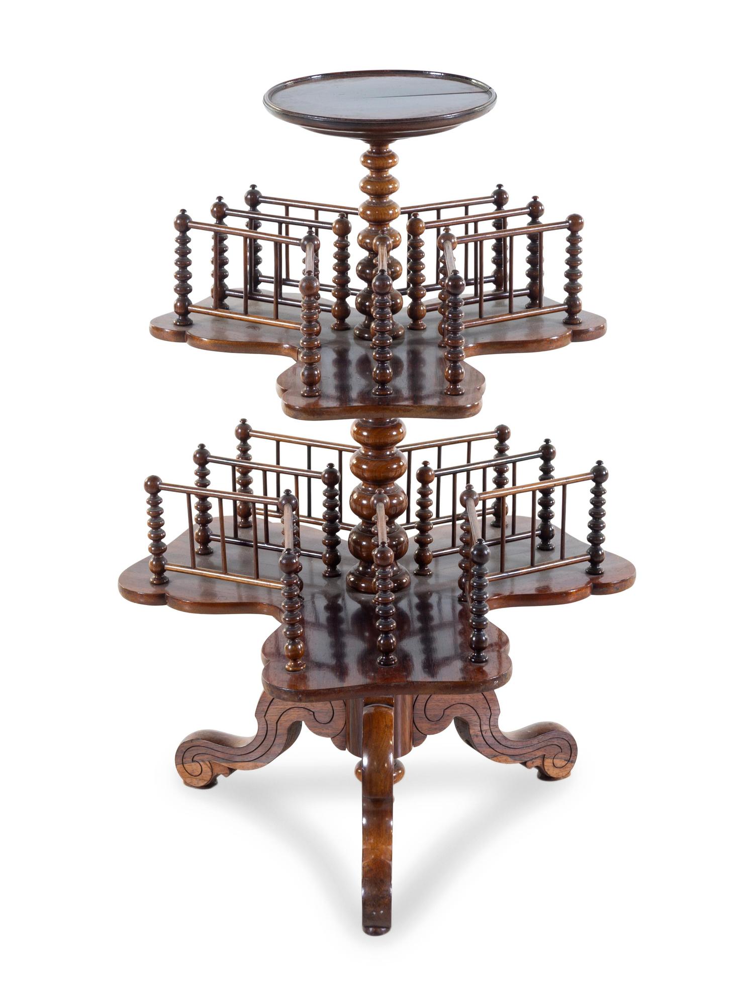 A Victorian Mahogany Two-Tiered Canterbury