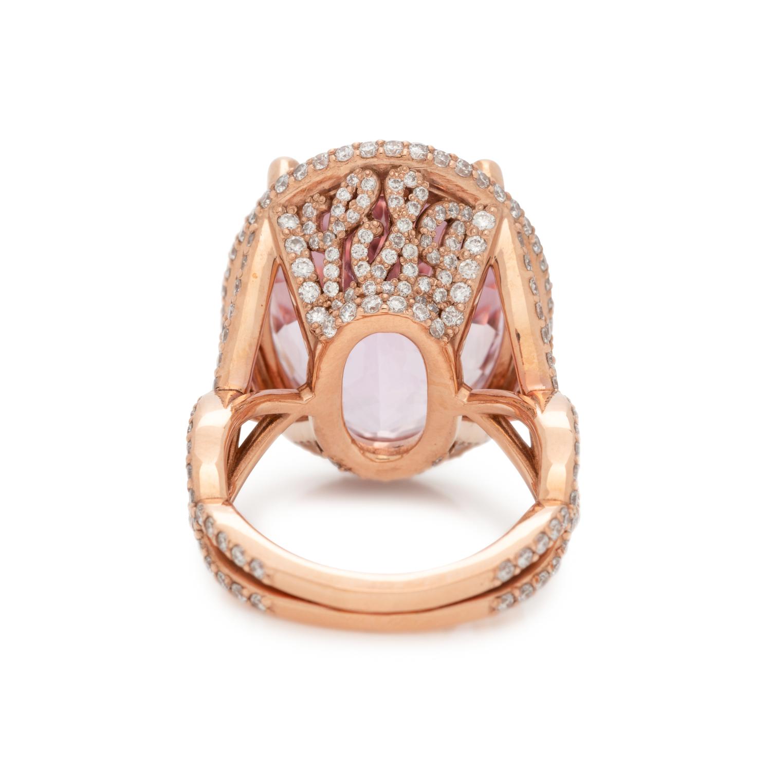 KUNZITE AND DIAMOND RING