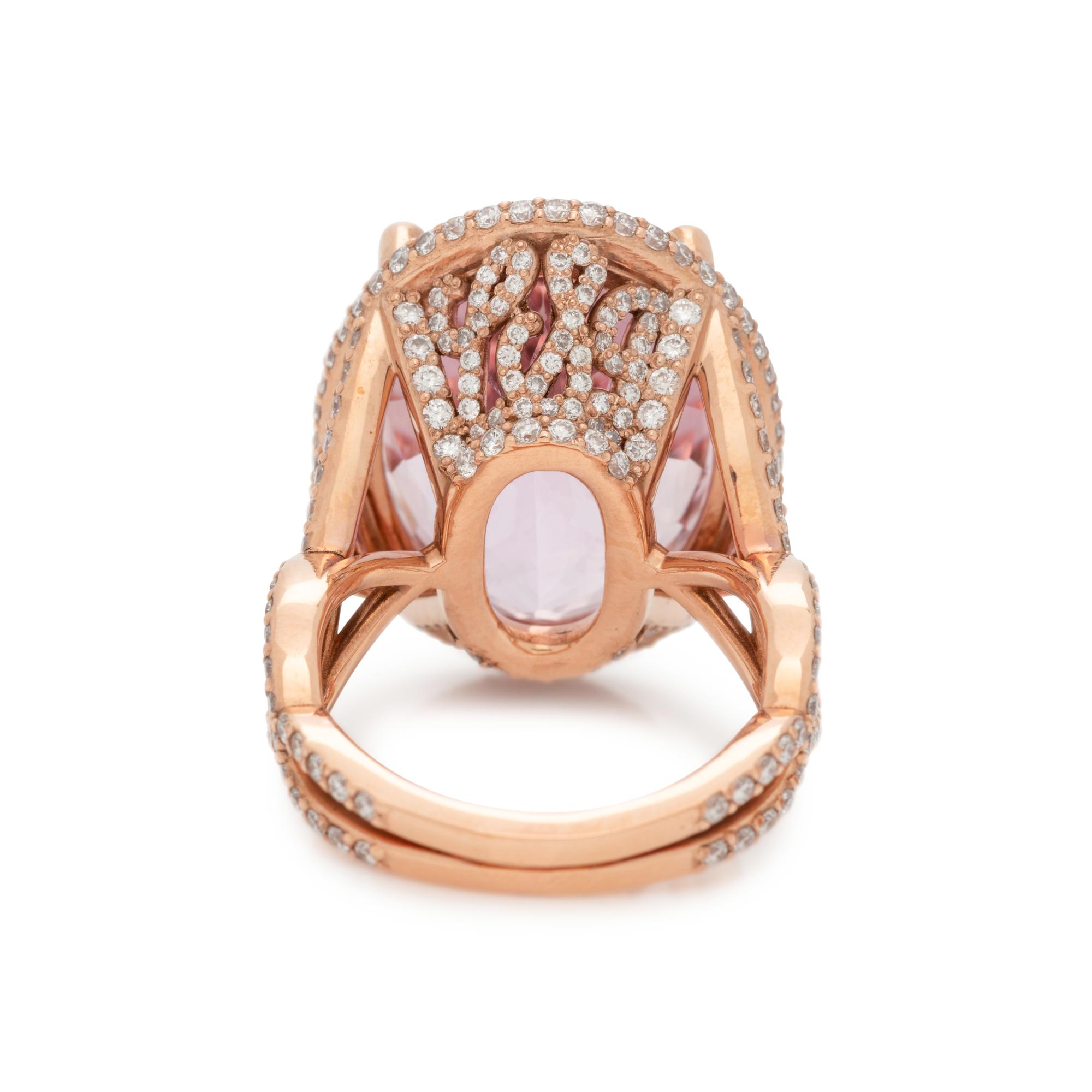 KUNZITE AND DIAMOND RING