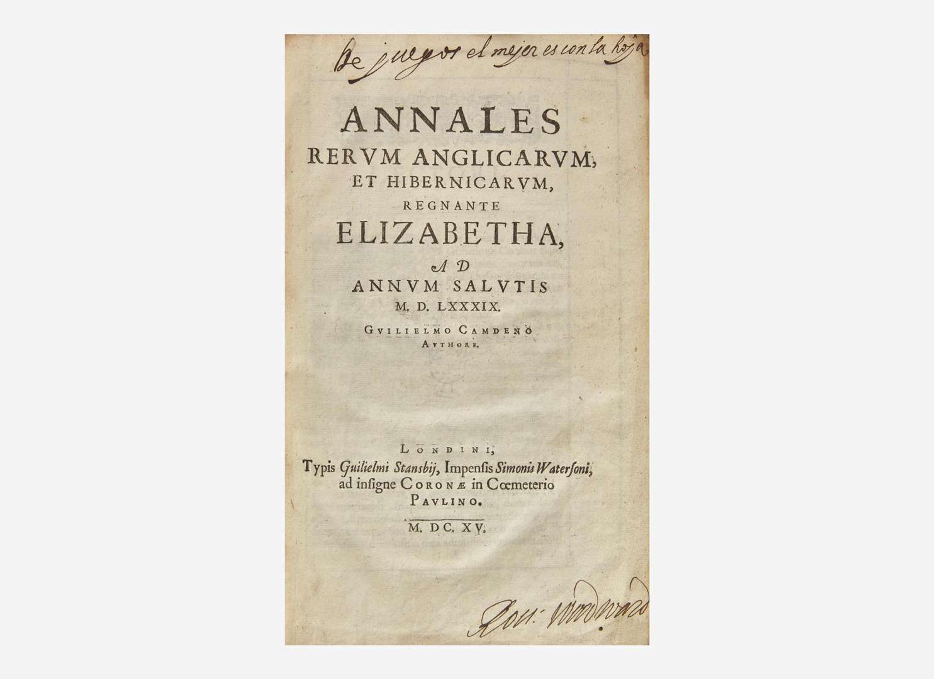 [British Isles] Camden, William: Annales Rerum Anglicarum, et Hibernicarum, Regnante Elizabetha...