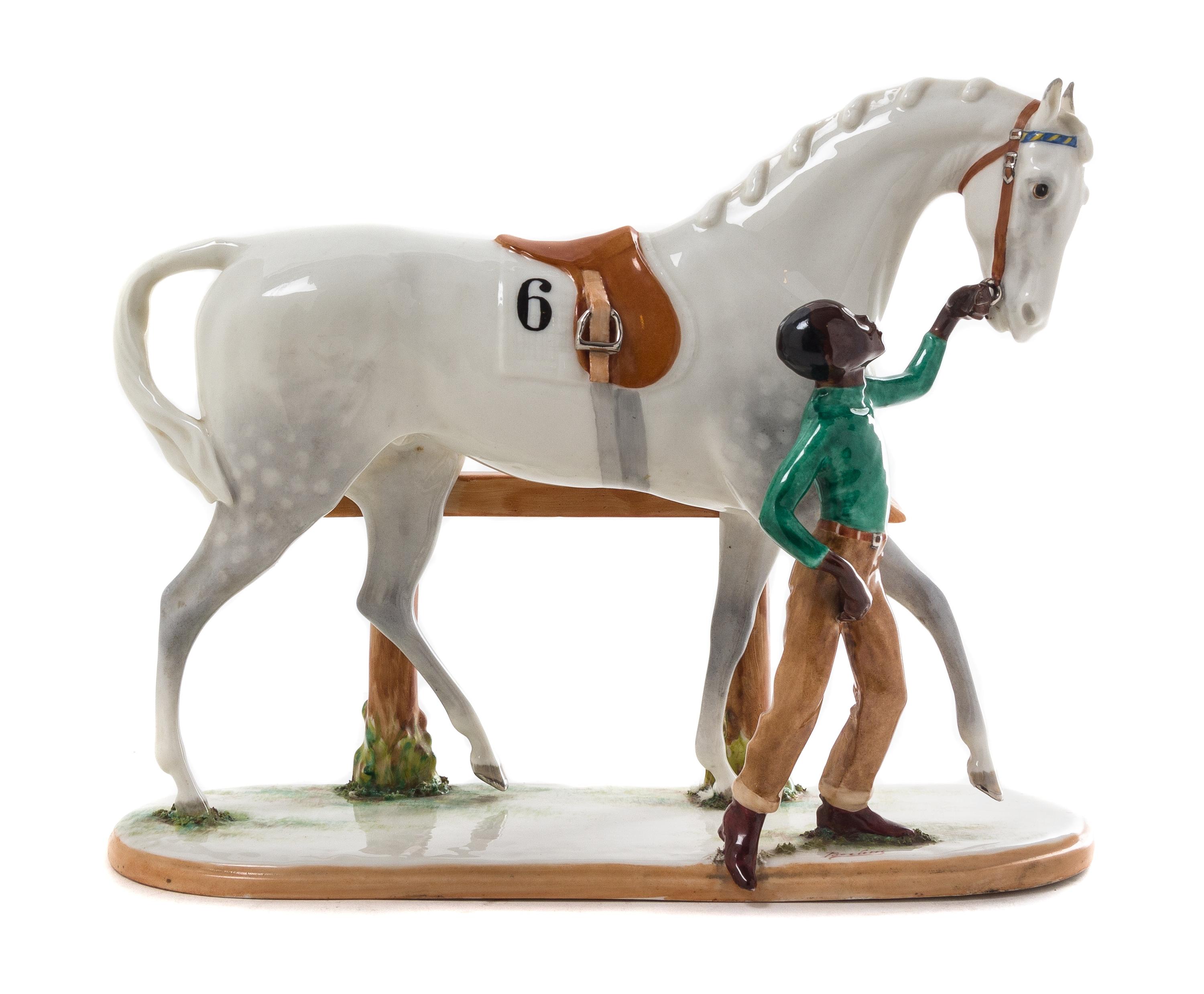 A Boehm Porcelain Equestrian Group Height 8 1/2 inches. — 20TH CENTURY