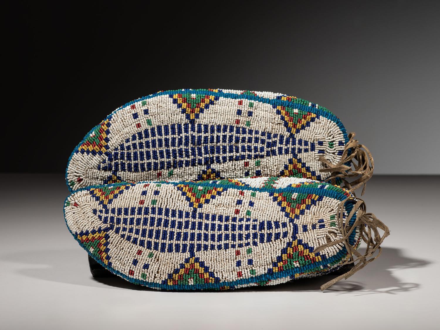 Sioux Fully Beaded Hide Moccasins