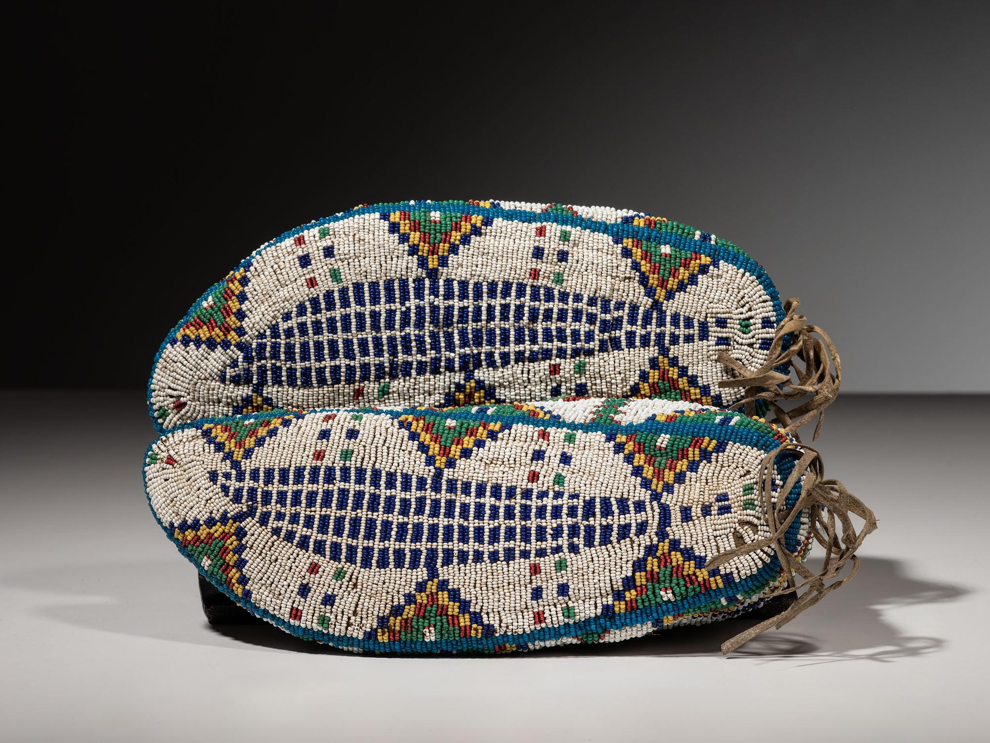 Sioux Fully Beaded Hide Moccasins
