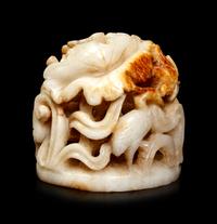 A White and Russet Jade Finial