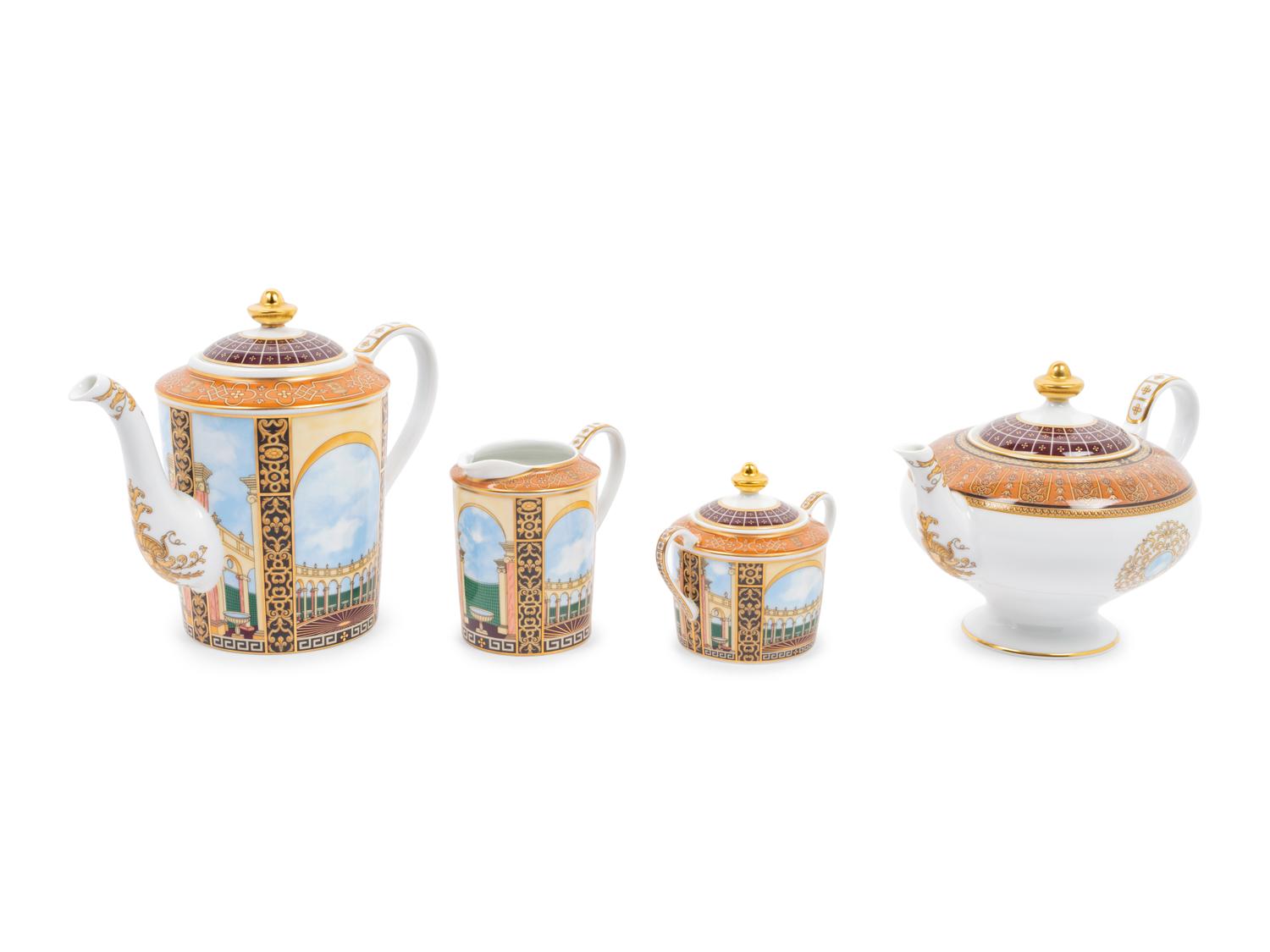 A Bernardaud Limoges Grand Versailles Porcelain Four-Piece Tea Service